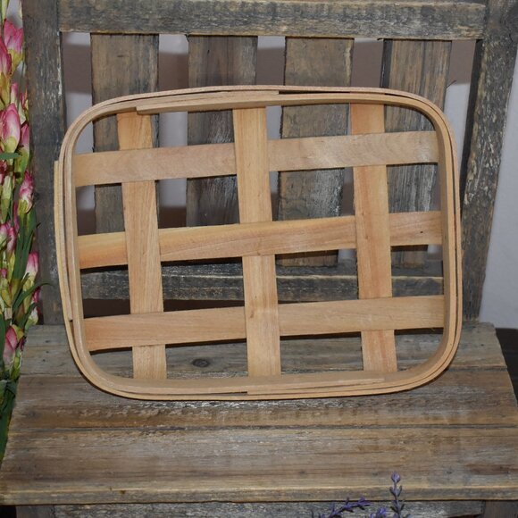 Set of Two Small Wood Tobacco Basket Rustic Country Cottage Farmhouse Decor - Picture 6 of 10